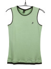 Débardeur vert coton femme – Col rond, liserais noirs