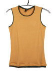Débardeur orange coton femme – Col rond, liserais noirs