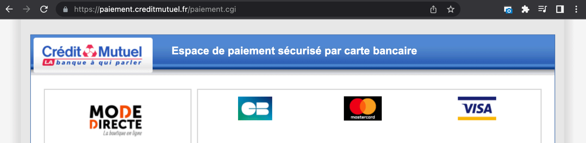 Paiement sécurisé avec Crédit Mutuelle